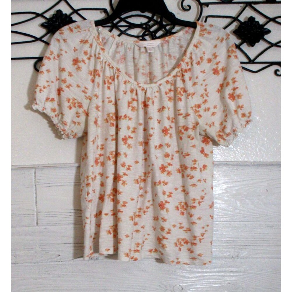 LC Lauren Conrad Women's Knit Top Size L Short Sleeve Multicolor Floral